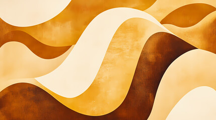 This artwork showcases smooth and flowing organic shapes in warm amber and gold hues, creating a vintage and elegant vibe reminiscent of the Organic. Illustration