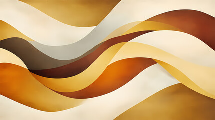 This artwork showcases smooth and flowing organic shapes in warm amber and gold hues, creating a vintage and elegant vibe reminiscent of the Organic. Illustration