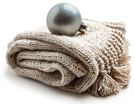 Cozy Winter Blanket Folded Neatly with a Christmas Theme