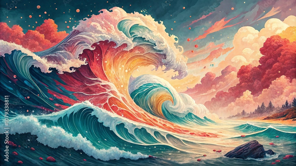 Poster abstract background with waves, abstract colorful background, background with vibrant colors