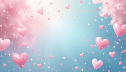 Fototapeta premium Delicate Pink Hearts and Stars Background