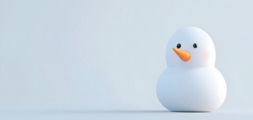 A cute, minimalist snowman figure with a playful design. Its soft white body and bright orange carrot nose bring a touch of winter charm and joy to any setting.