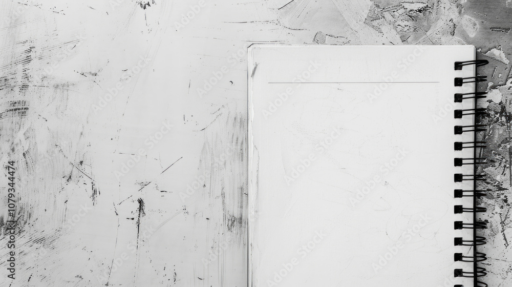 Poster blank spiral notebook on a textured surface ready for creative notes and illustrations in an inspiri