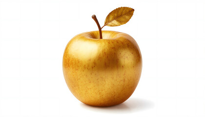 a golden apple isolated on a white background.