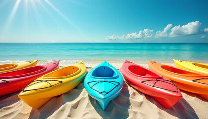 Colorful Kayaks on a Tropical Beach