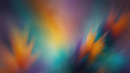 Abstract background with vibrant orange, yellow, teal, and purple hues and blurred streaks.