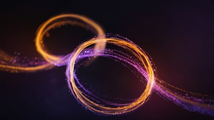 Abstract glowing circles in purple and orange on a black background.
