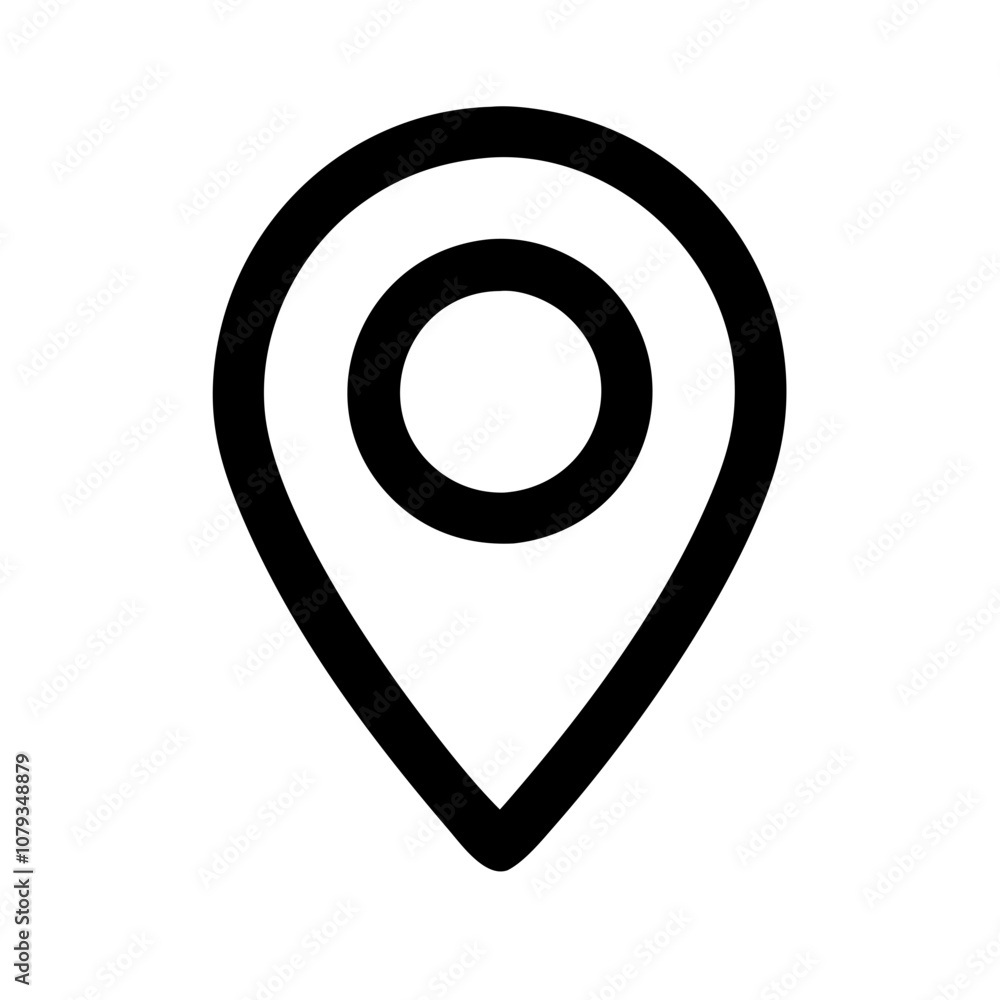 Poster a minimalist vector icon depicting a location pin, commonly used in digital maps and navigation tool