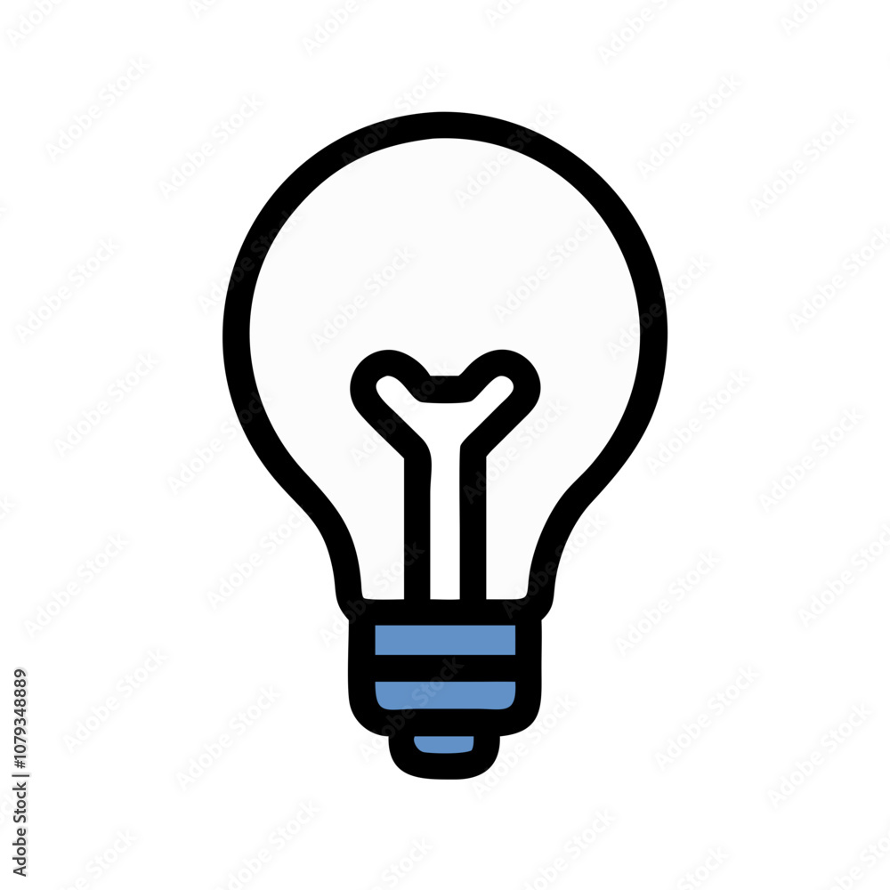 Poster a simple vector icon of a light bulb representing ideas and creativity, suitable for use in design p