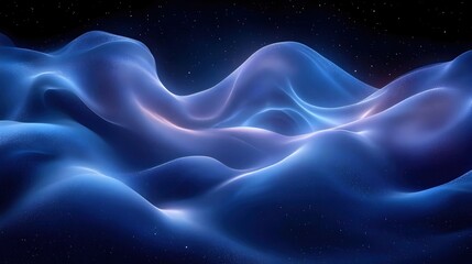 Obraz premium Abstract 3D Background - Blue Wavy Surface with White Stars