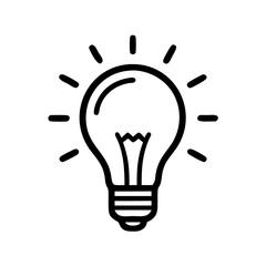 Fototapeta premium A simple vector icon featuring a light bulb emanating rays of light, symbolizing creativity and inspiration in design or innovation