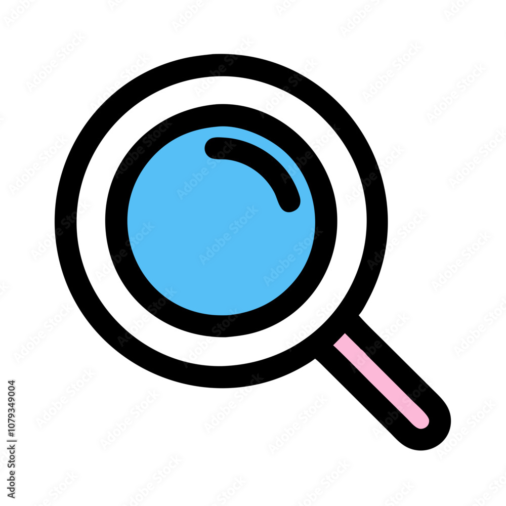 Poster a simple vector icon of a magnifying glass illustrating search and exploration concepts in a modern 