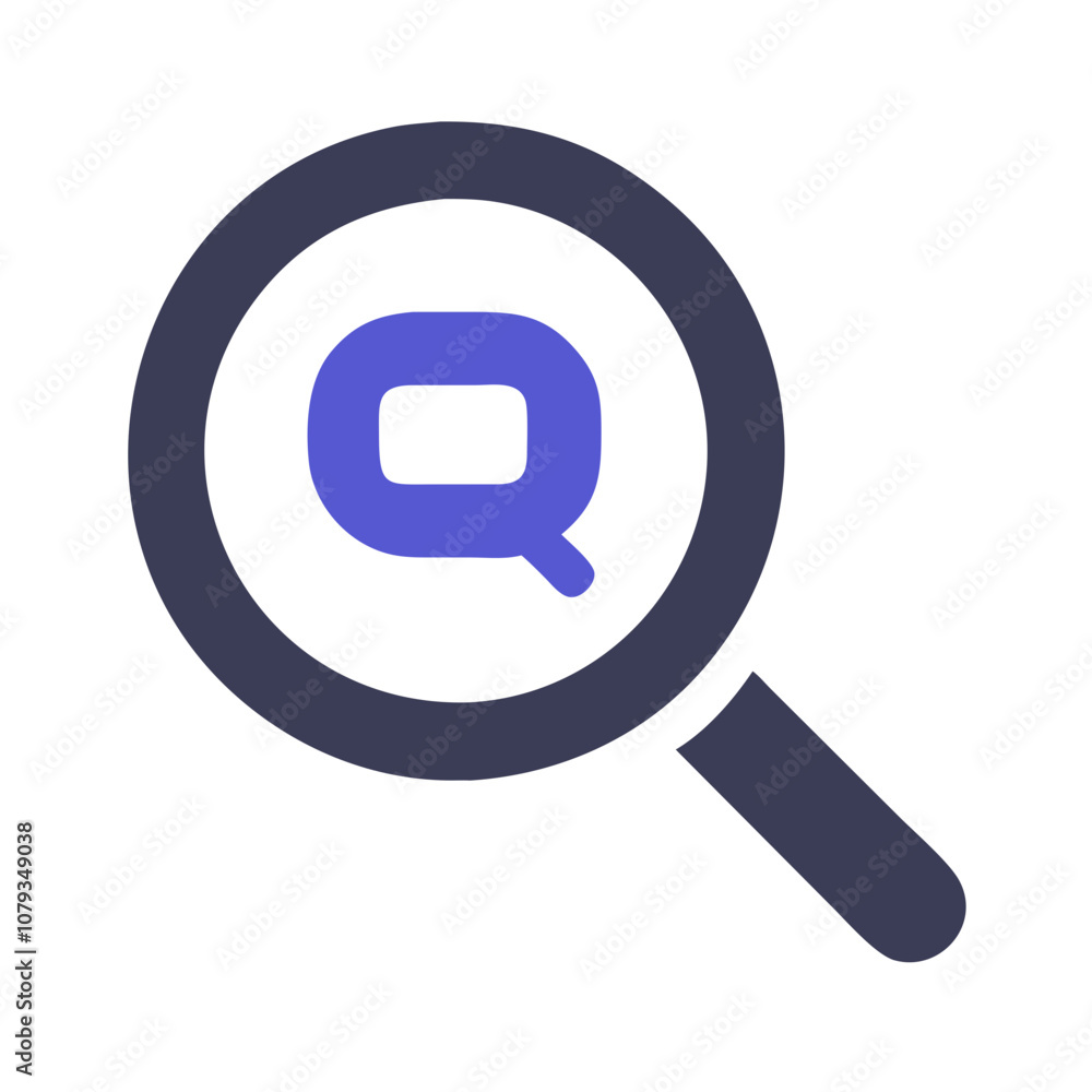 Poster a vector icon of a magnifying glass symbolizing search, inquiry, and exploration in a digital contex
