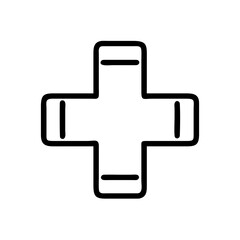 Obraz premium A simple vector icon featuring a bold medical cross symbol, commonly associated with health care, emergency services, and medical assistance found in a variety of contexts