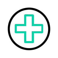 Obraz premium Stylized vector icon of a medical cross in a circular design representing healthcare, wellness, and medical services in a modern visual style