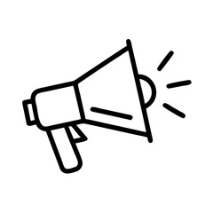 A minimalist vector icon representing a megaphone, symbolizing communication, public speaking, or announcements in a straightforward and clear design