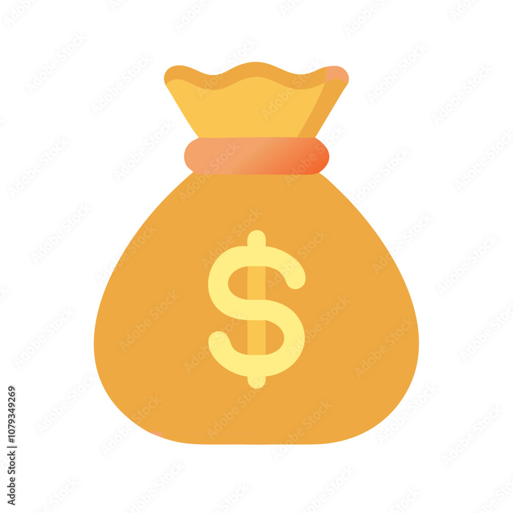 Poster a simple vector icon representing a money bag in a minimalist style, illustrating wealth and currenc