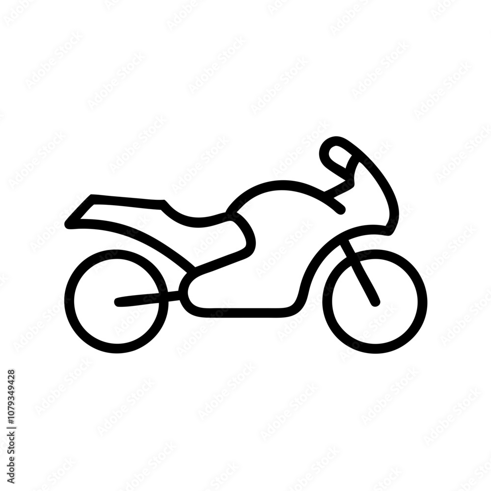 Poster stylized vector icon of a motorcycle designed with clean lines and a minimalist approach, highlighti