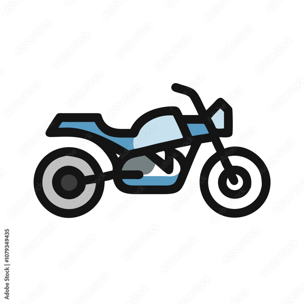 Poster stylized vector icon of a motorcycle showing a side view with distinct design elements, ideal for ap