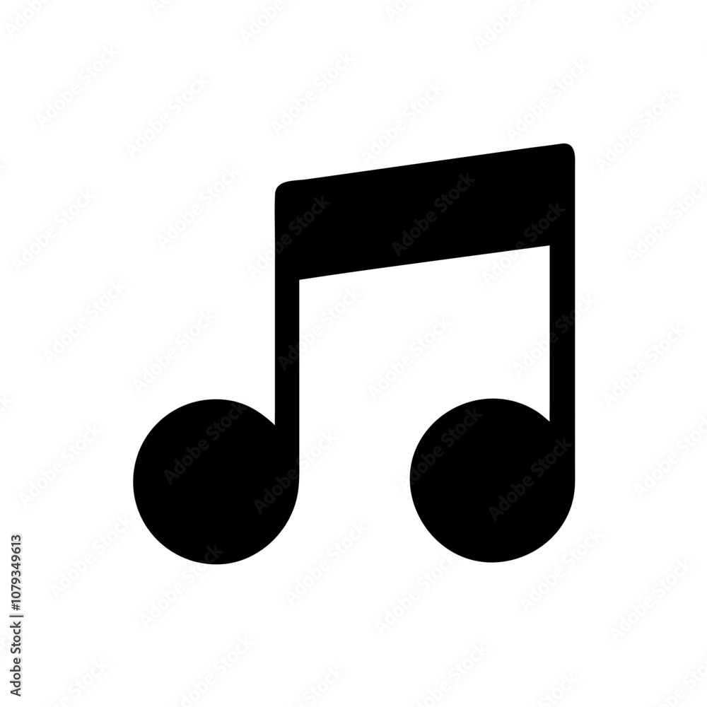 Poster a simple vector icon representing a music note symbolizing the joy of sound and melody, perfect for 