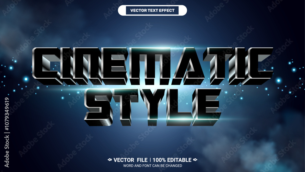 Fototapete cinematic style shiny futuristic editable 3d vector text effect