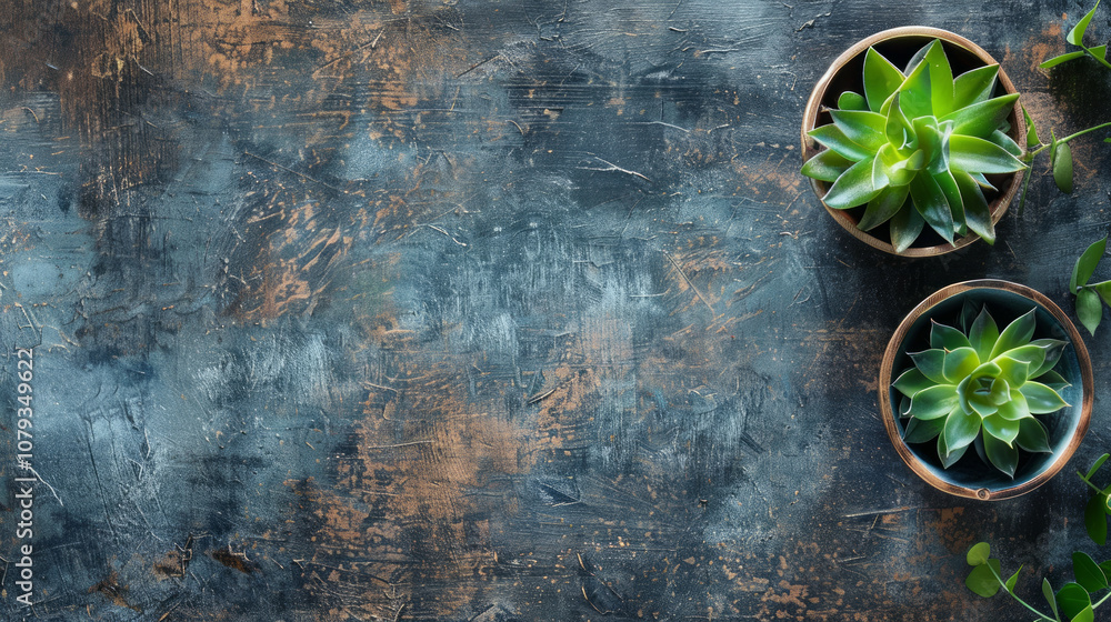 Poster beautiful succulent plants arranged on a textured surface creating a serene and calming atmosphere i