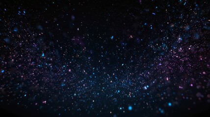 Abstract blue and purple glitter on a dark background.