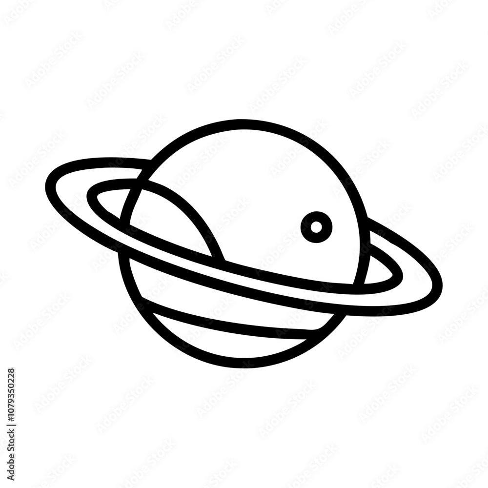 Poster this vector icon features a planet with rings, showcasing a simplified astronomical design suitable 