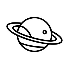 Fototapeta premium This vector icon features a planet with rings, showcasing a simplified astronomical design suitable for educational materials or digital applications