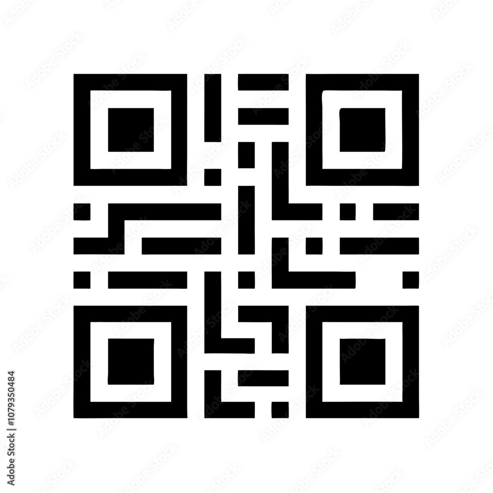 Poster a detailed vector icon of a qr code designed for easy digital scanning, suitable for various applica