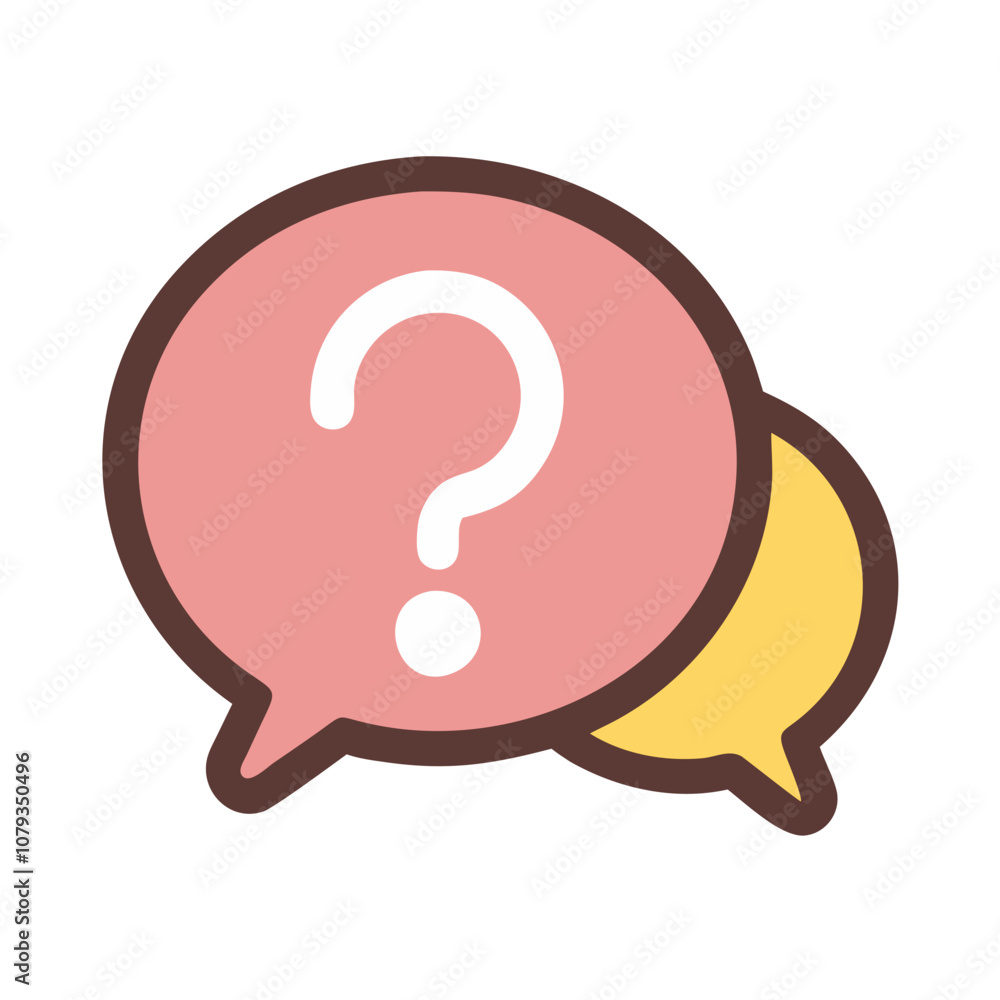 Poster a colorful vector icon depicting a question bubble, representing inquiry and communication, suitable