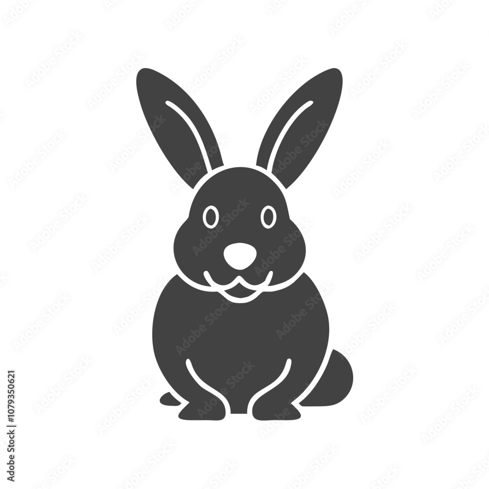 Poster a simple vector icon of a sitting rabbit in a minimalist style, designed for use in various applicat