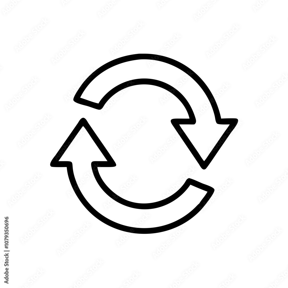 Poster stylized vector icon of a refreshing arrow design shows a continuous cycle, suitable for representin
