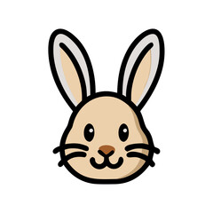 Fototapeta premium Cute vector icon of a cartoon rabbit face with prominent ears and a friendly expression, perfect for children's themes, Easter designs, and animal illustrations