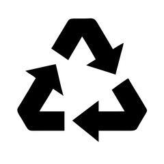 A simple and bold vector icon representing the universal recycle symbol designed to promote environmental awareness and sustainability in modern graphics and digital applications