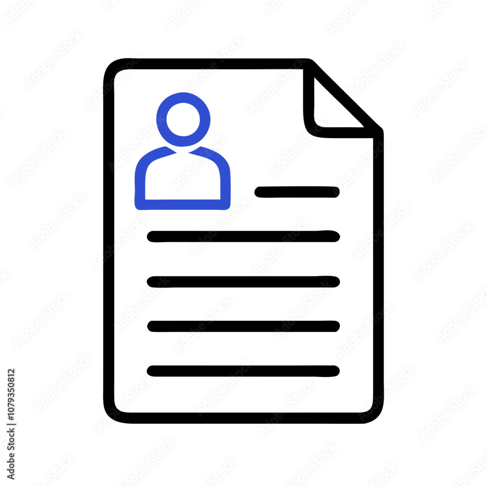 Aufkleber simple vector icon depicting a resume or cv layout, showcasing a profile silhouette and lines for te
