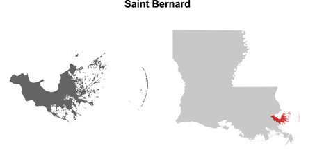 Saint Bernard Parish (Louisiana) blank outline map set