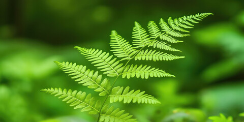 Vibrant green fern leaf in a lush natural setting: tranquil botanical beauty