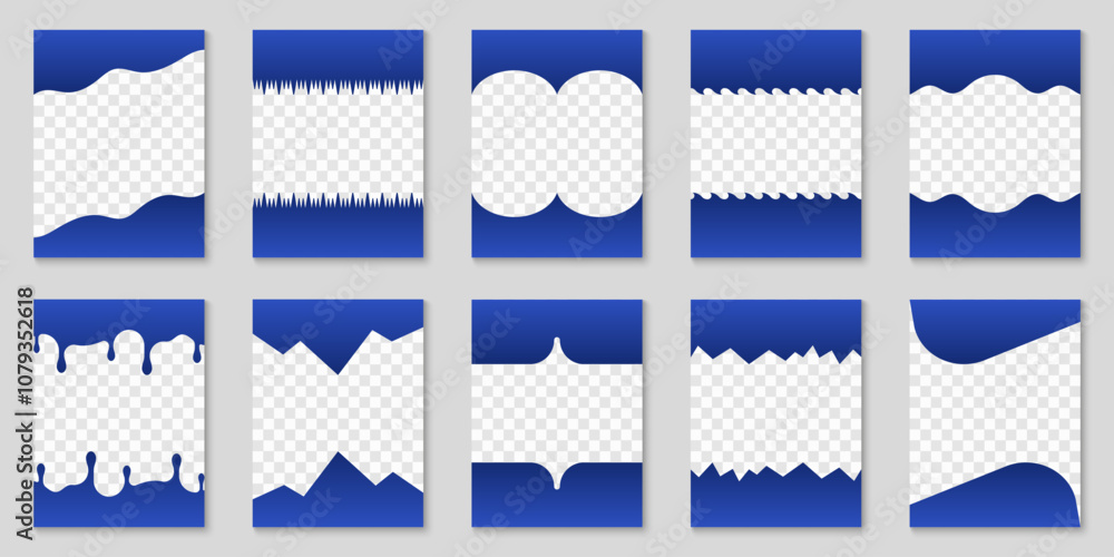 Aufkleber abstract curve lines, wave frame for web page. set of separator shapes. template divider header for 