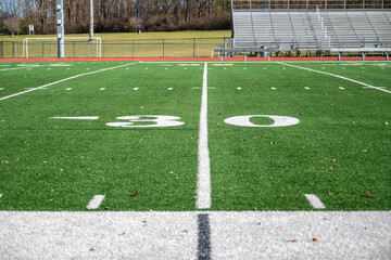 30 yard line of a football field. 
