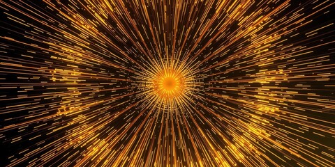 Obraz premium Golden lights radiating from the center creating a stunning scene, celebration, sparkle