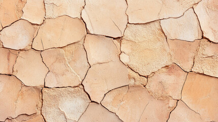 Textured clay wall with cracks in a warm hue under natural light