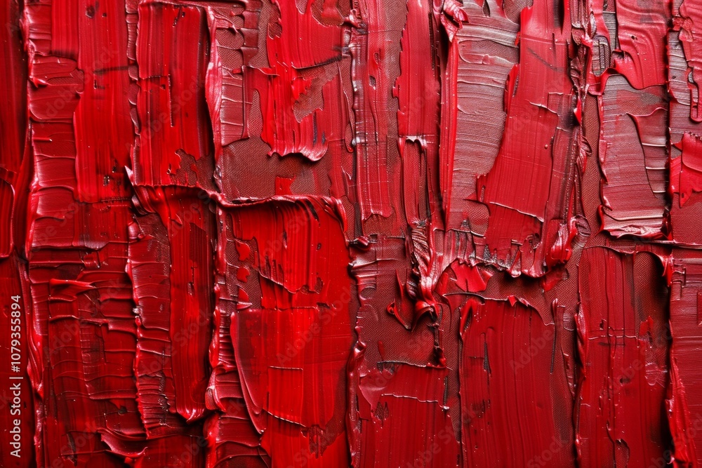Aufkleber textured red surface created with thick strokes of paint, showcasing subtle variations and depth, li