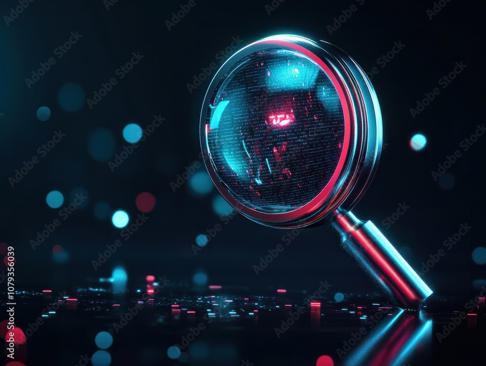 Poster magnifying glass, concept of information search and document authentication. zoom object.