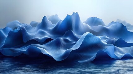 Obraz premium Abstract Blue Mountain Landscape 3D Illustration