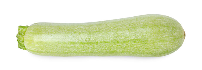 One fresh ripe zucchini isolated on white, top view