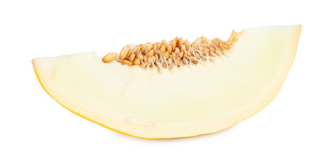 Slice of ripe melon isolated on white