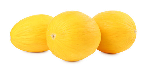 Three whole ripe melons isolated on white