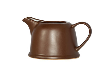 clay teapot isolated on white background. handicraft art