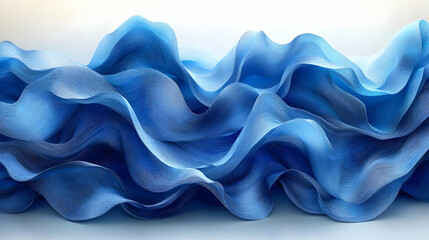 Obraz premium Abstract Blue Wavy Pattern - 3D Illustration